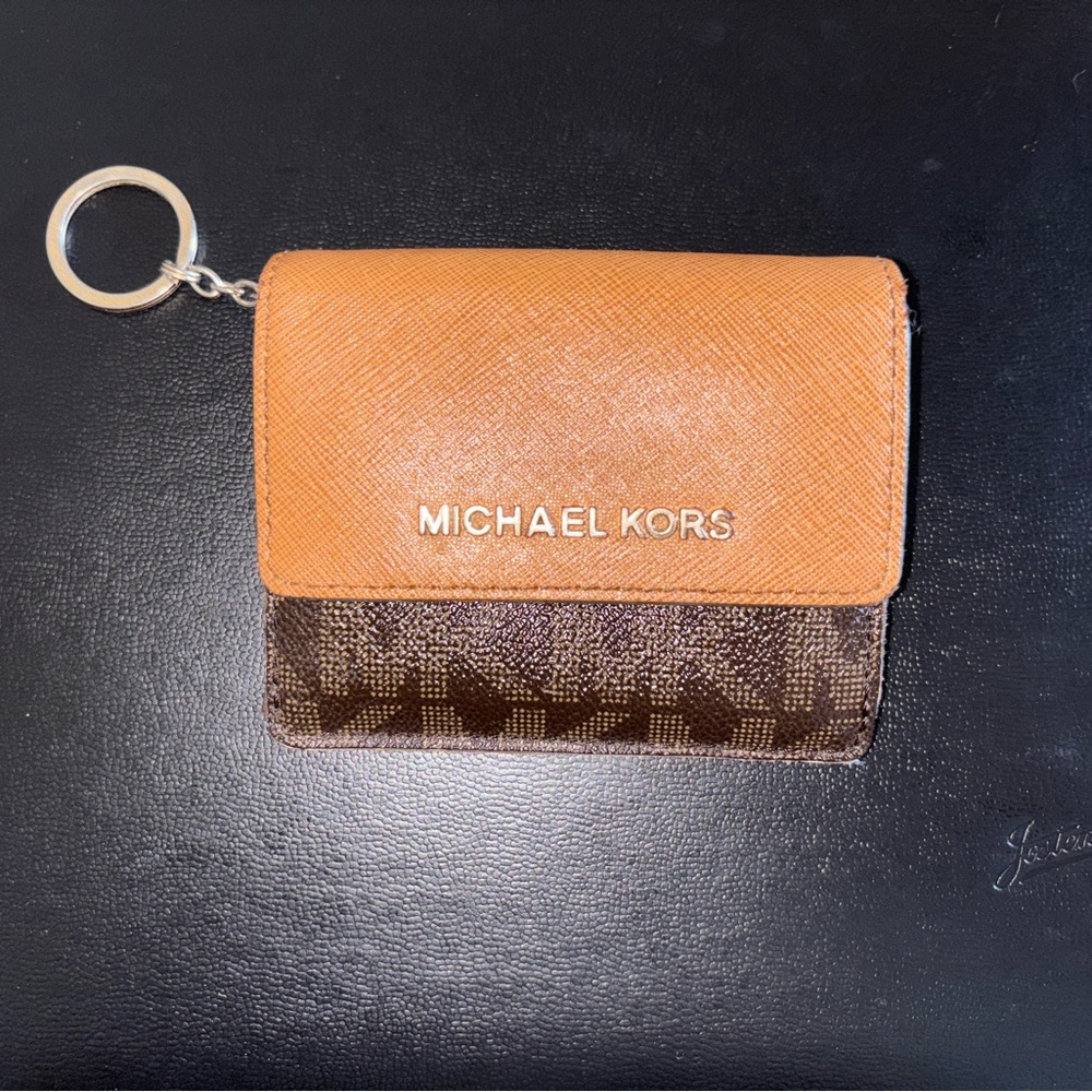 Michael Kors Brown and Tan Keychain Wallet